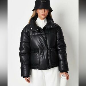 Faux leather puffer jacket